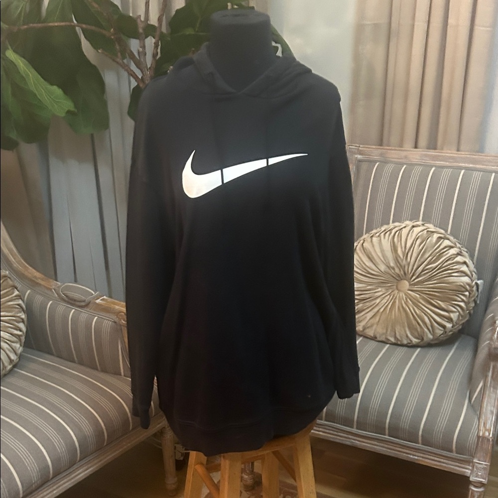 Nike Black Hoodie with White Swoosh